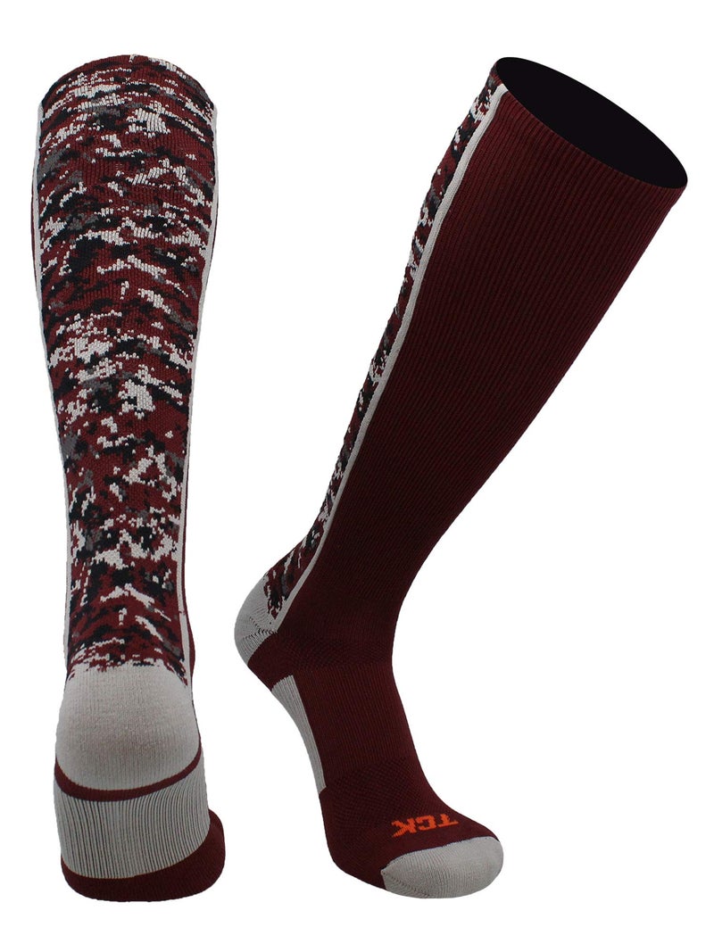 TCK Digital Camo OTC Socks (Maroon/Grey, Small) - Image 1